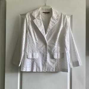 TUDOR COURT WOMEN'S BLAZER JACKET - WHITE EYELET - SIZE L